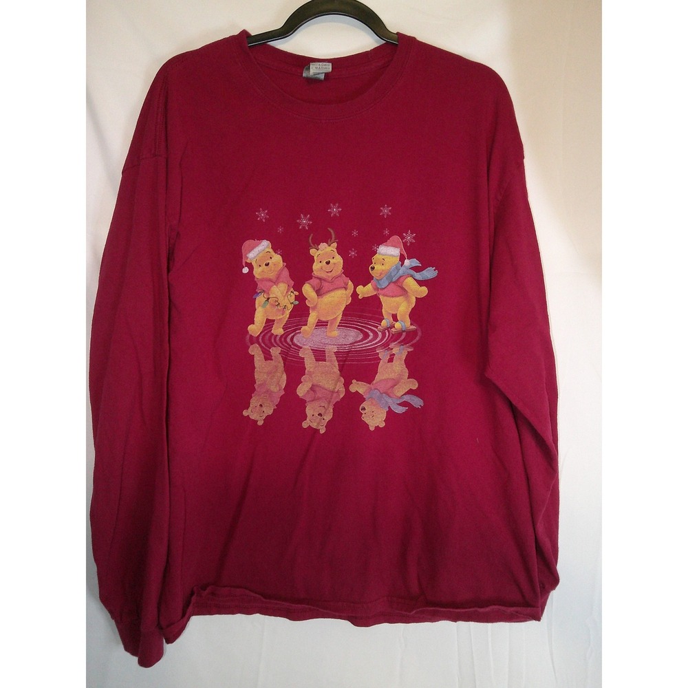 Rare Vintage Winnie the Pooh‎ Christmas Long Sleeve T-Shirt Gildan XL Holiday